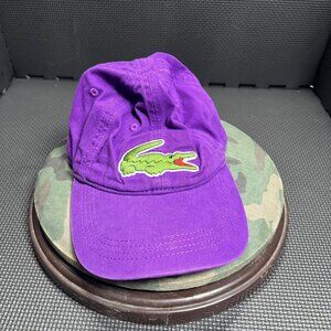 Lacoste Purple Adjustable Cotton Cap With Green Crocodile Logo Unisex Casual Sty